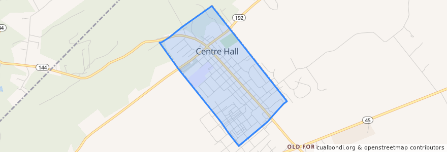 Mapa de ubicacion de Centre Hall.