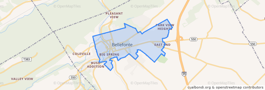 Mapa de ubicacion de Bellefonte.