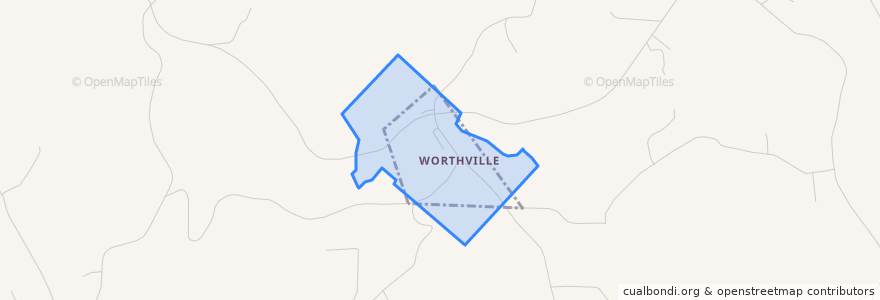 Mapa de ubicacion de Worthville.