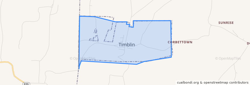 Mapa de ubicacion de Timblin.