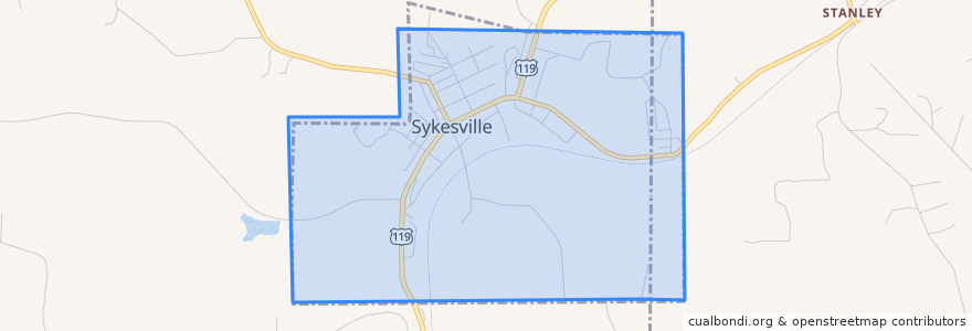 Mapa de ubicacion de Sykesville.
