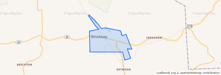 Mapa de ubicacion de Brockway.