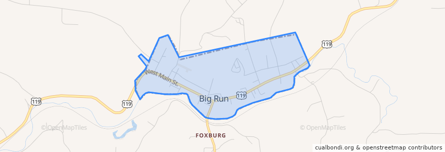Mapa de ubicacion de Big Run.