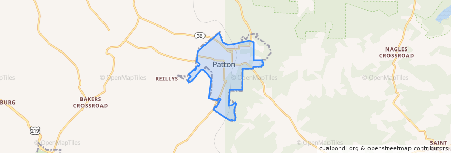 Mapa de ubicacion de Patton.