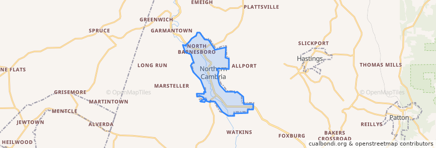 Mapa de ubicacion de Northern Cambria.