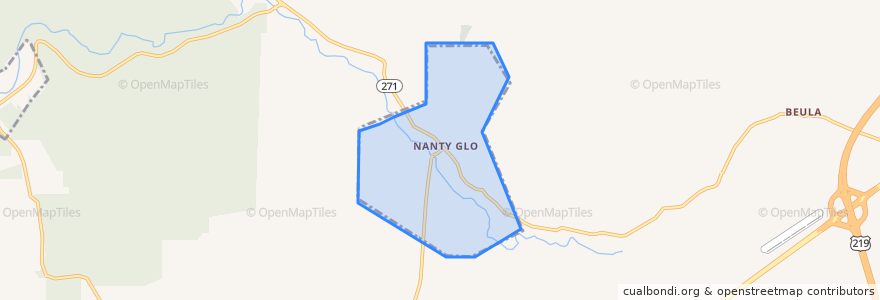 Mapa de ubicacion de Nanty-Glo.