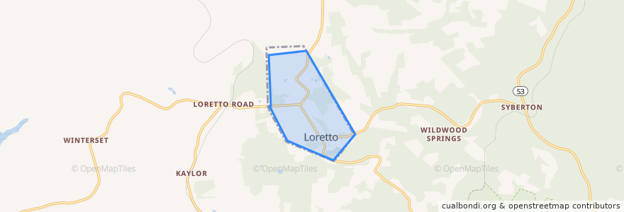 Mapa de ubicacion de Loretto.