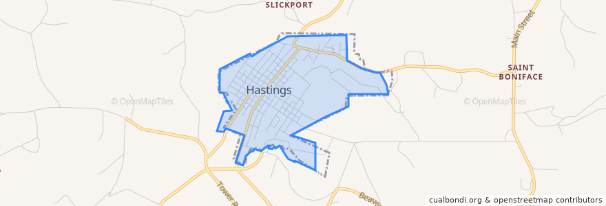 Mapa de ubicacion de Hastings.