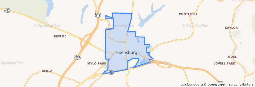 Mapa de ubicacion de Ebensburg.