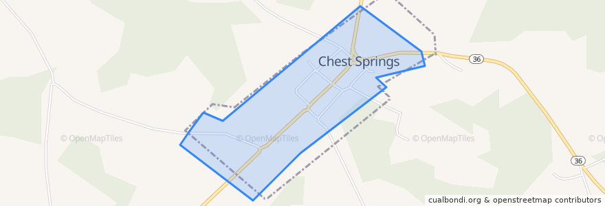 Mapa de ubicacion de Chest Springs.