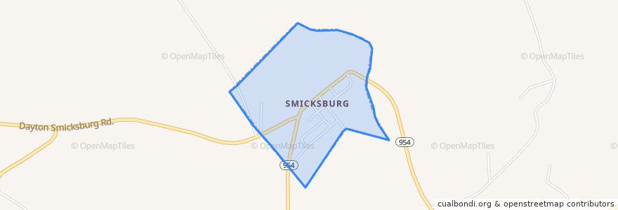 Mapa de ubicacion de Smicksburg.