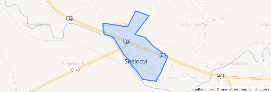 Mapa de ubicacion de Shelocta.