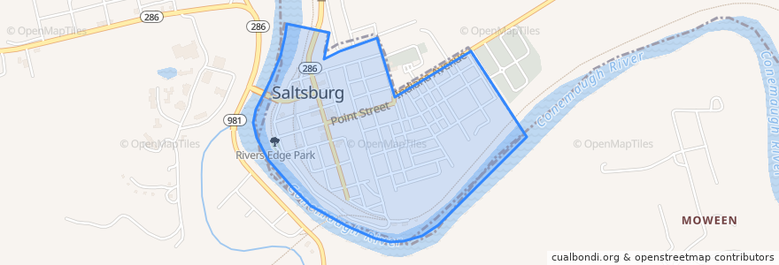 Mapa de ubicacion de Saltsburg.