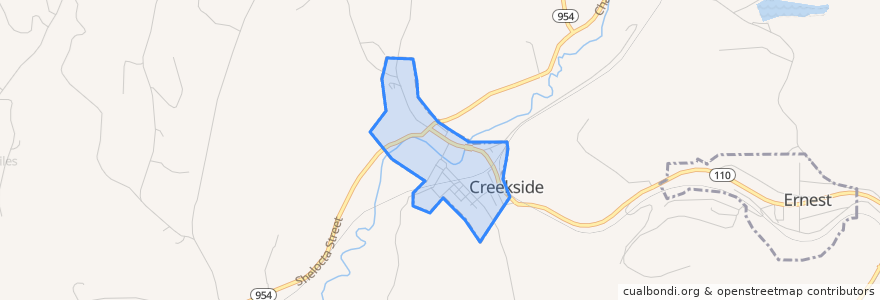 Mapa de ubicacion de Creekside.