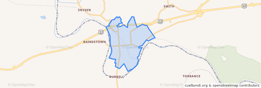 Mapa de ubicacion de Blairsville.