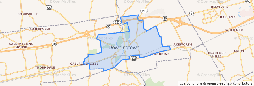 Mapa de ubicacion de Downingtown.