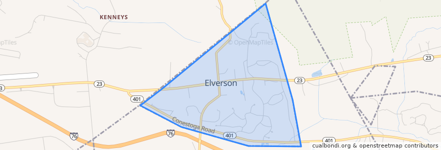 Mapa de ubicacion de Elverson.