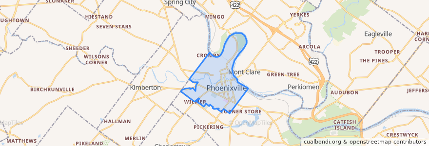 Mapa de ubicacion de Phoenixville.