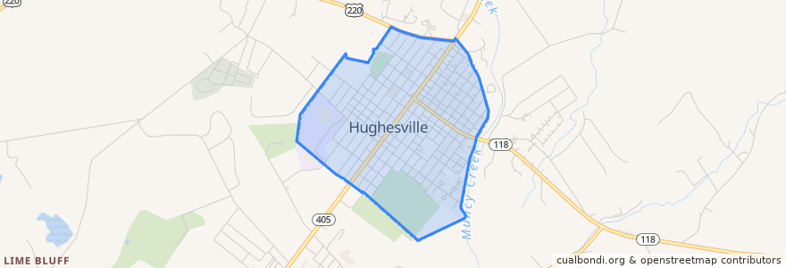 Mapa de ubicacion de Hughesville.