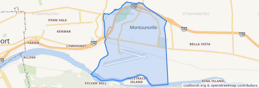 Mapa de ubicacion de Montoursville.