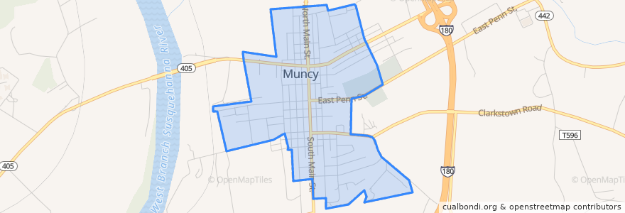 Mapa de ubicacion de Muncy.