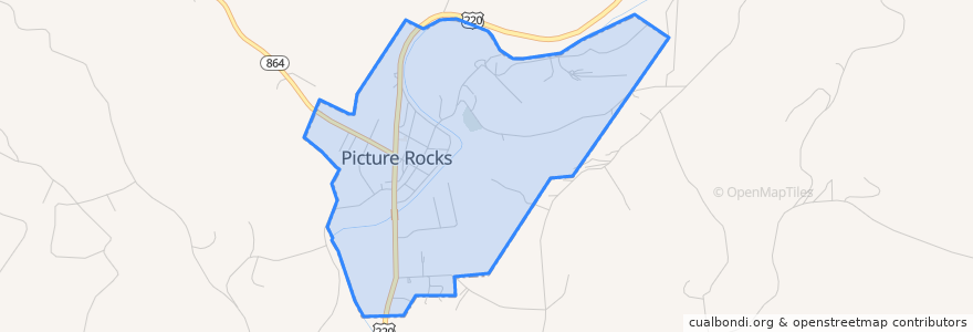 Mapa de ubicacion de Picture Rocks.