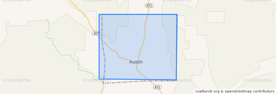 Mapa de ubicacion de Austin.