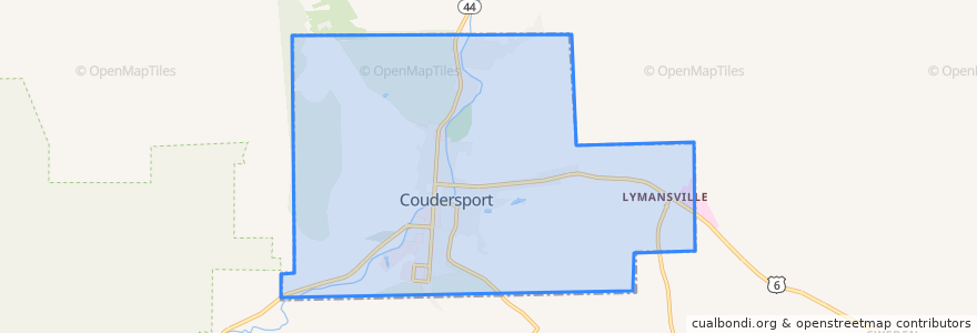 Mapa de ubicacion de Coudersport.