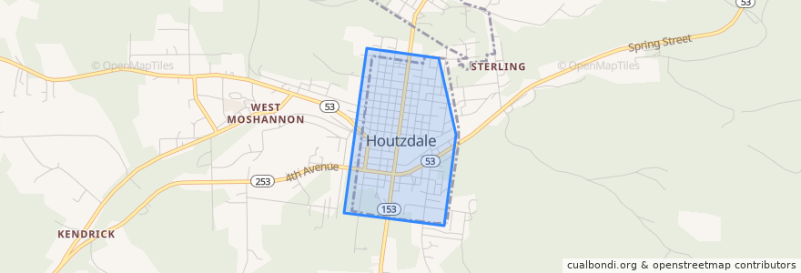 Mapa de ubicacion de Houtzdale.