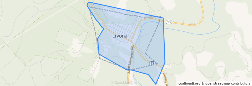 Mapa de ubicacion de Irvona.