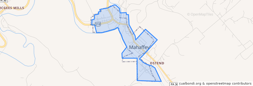 Mapa de ubicacion de Mahaffey.