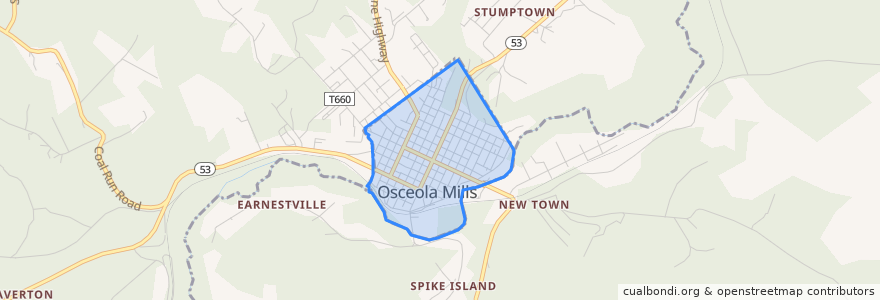 Mapa de ubicacion de Osceola Mills.