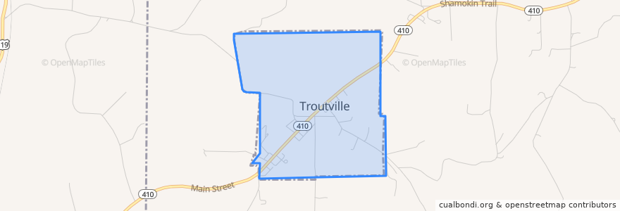 Mapa de ubicacion de Troutville.