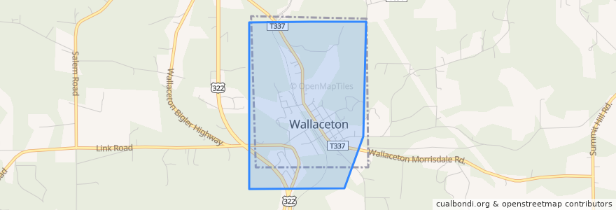 Mapa de ubicacion de Wallaceton.