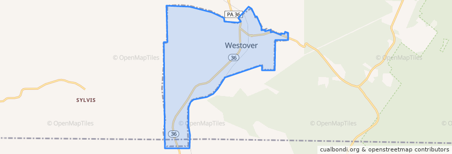 Mapa de ubicacion de Westover.