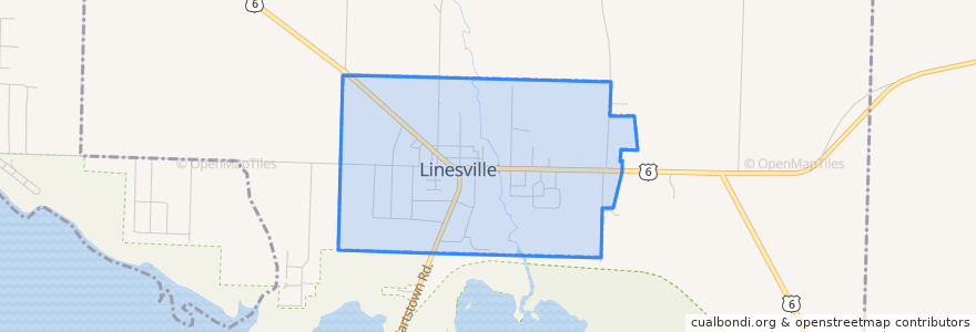 Mapa de ubicacion de Linesville.