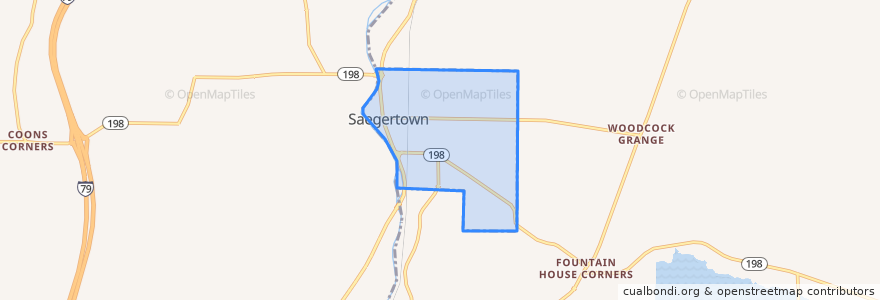 Mapa de ubicacion de Saegertown.