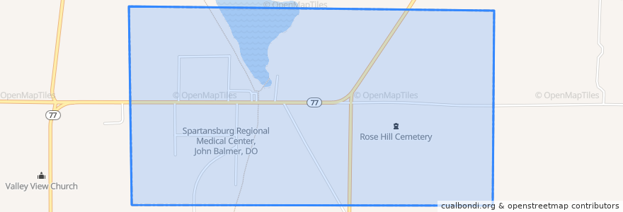 Mapa de ubicacion de Spartansburg.