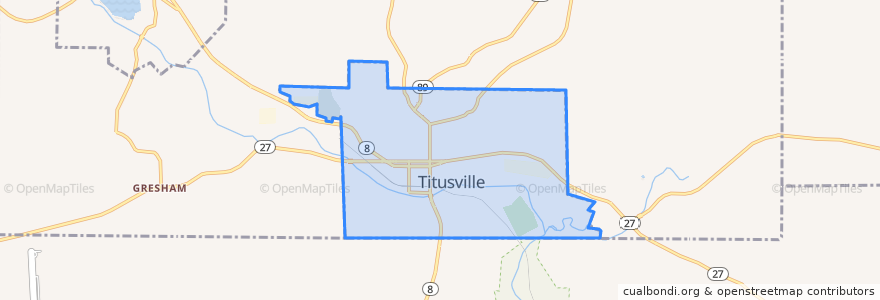 Mapa de ubicacion de Titusville.