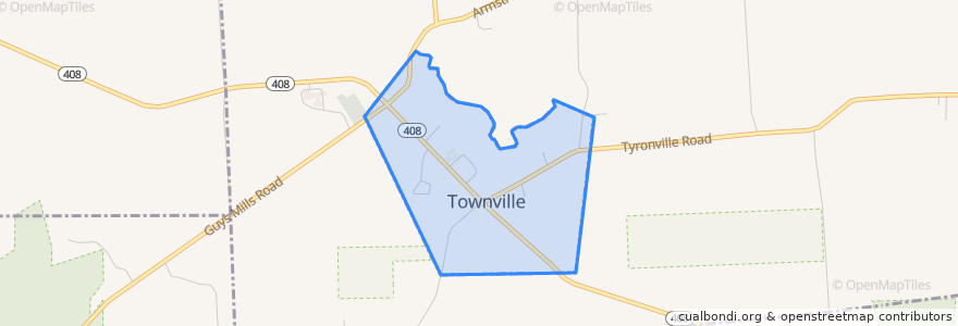 Mapa de ubicacion de Townville.