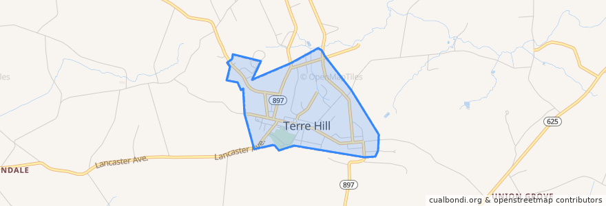 Mapa de ubicacion de Terre Hill.