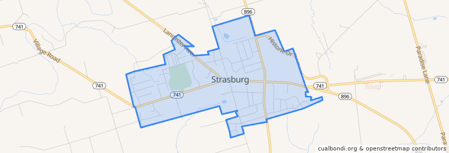 Mapa de ubicacion de Strasburg.