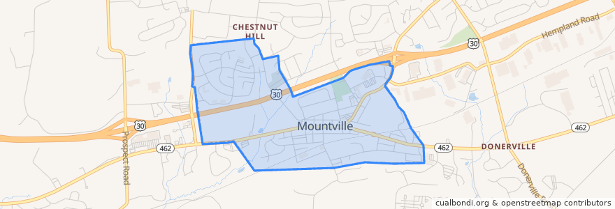 Mapa de ubicacion de Mountville.