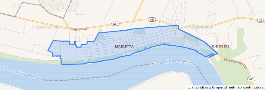 Mapa de ubicacion de Marietta.