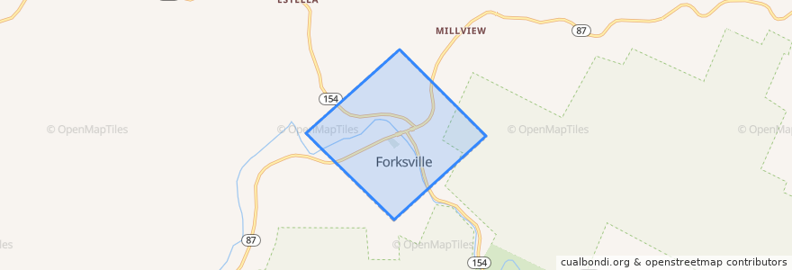 Mapa de ubicacion de Forksville.