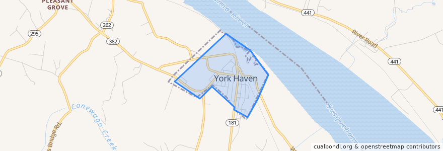Mapa de ubicacion de York Haven.