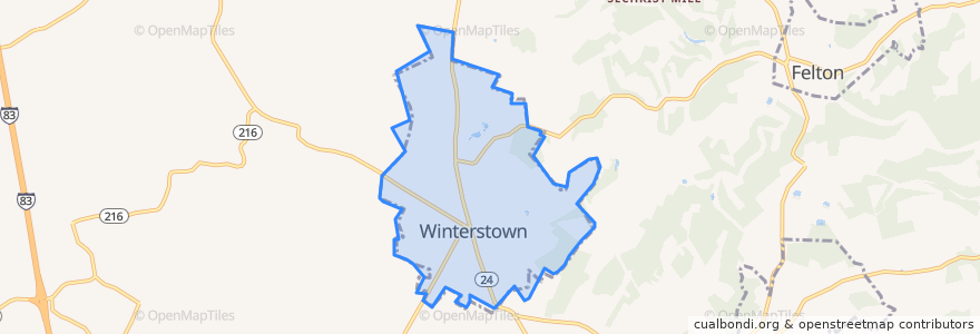 Mapa de ubicacion de Winterstown.