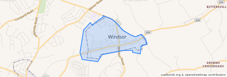 Mapa de ubicacion de Windsor.