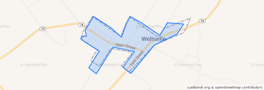 Mapa de ubicacion de Wellsville.