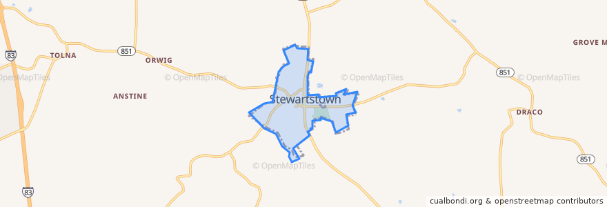 Mapa de ubicacion de Stewartstown.